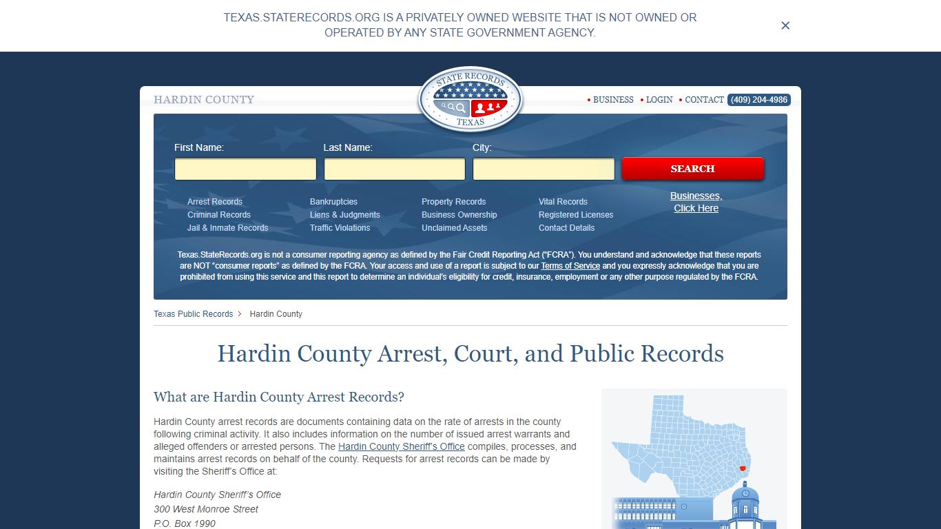 Hardin County Arrest, Court, and Public Records